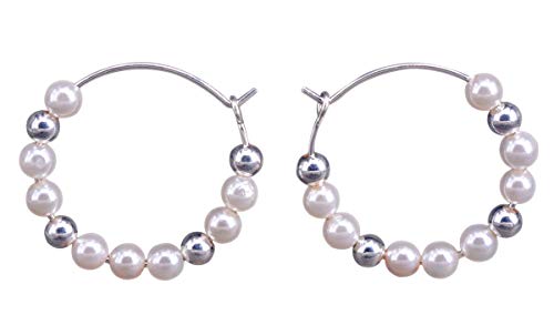 NicoWerk SOR244 - Pendientes de aro de plata de ley 925 para mujer, diseño de bola Cover