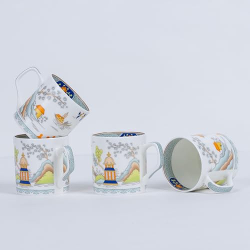 Image of GOLDEN QUEEN'S Handcrafted Floral Tea Cups - Set of 6 | Perfect for Daily Use, Elevate Your Tea and Coffee Experience - Oriental Pagoda