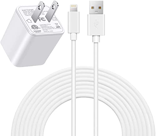 2in1 [ Apple MFi Certified ] 10Ft Lightning Cable/Cord + 5V/2.1A Dual Port USB Wall Plug Charger Block/Charging Cube/Brick/Box Power Adapter for iPhone Xs Max XR X 8 Plus 7 6s 6 5s 5 iPad 4 Air Mini