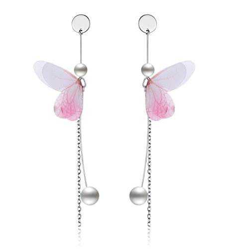 Pendientes de plata 925 con alas y perlas para niña de KnSam