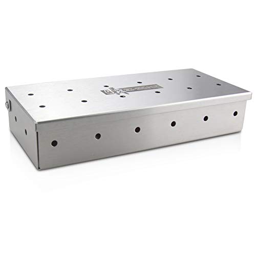 XI-HOME Smoker Box, Stainless Steel BBQ Grilling Meat Smokers Box for Wood Chips
