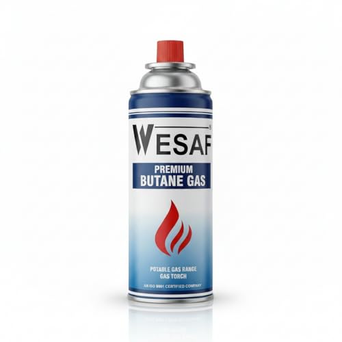 Image of WESAF Butane Gas Can 225GM | Portable High Pressure Refill Flame Lighters, Small Stove, Flame Torch, Welding Fuel Gas, Camping Stove | Aluminium Butane Gas Can /Canister for Camping Stove Grade 0001