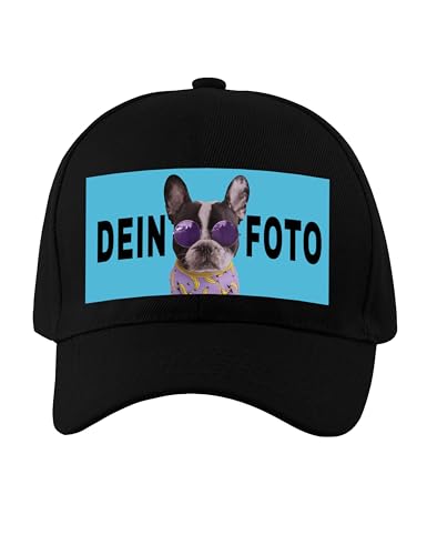 NIMAMA Unisex Erwachsenen Cap Bedrucken Lassen - Mit Wunschfoto personalisiert - Individuell als Geschenk für Herren und Damen selbst gestalten - Schwarz