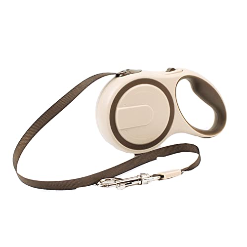 GOSHOPPING 伸縮リード 犬リード 反射光 LEDライト 自動巻き 長さ5メートル 荷重25kg 小・中型犬対 夜間散歩 タングル フリー アンチ-スリップ コンフォート グリップ 強い リフレクティブ ナイロン テープ (brown)