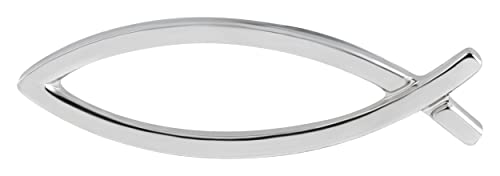 MaMeMi Broche Ichthys pez cristiano plata – Alfiler religioso unisex 2 cm | Pin discreto símbolo de fe | Regalo para comunión, confirmación y bautizo