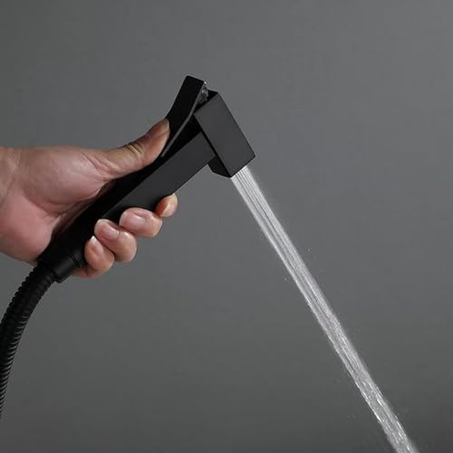Kit de ducha de inodoro con rociador de bidé de mano de latón negro 3