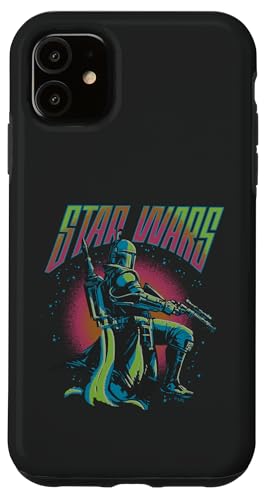 Coque iPhone 11 Star Wars Boba Fett au style affiche rétro pour fan de la saga