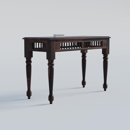 Image of Jangid Handicraft Sheesham Wood Console Table for Living Room | Wooden Entryway Hallway Sofa & Fish Tank Table | Traditional Side Table for Home & Office | Solid Rosewood | Walnut Finish