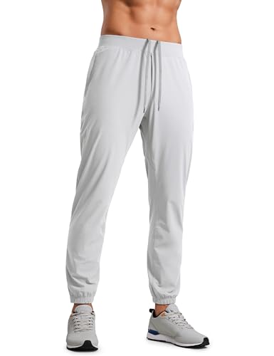 CRZ YOGA Athletic Joggers for Men 29' - Lightweight Running Training Pants with Zip Pockets and Ankle Zippers Platinum Grey X-Large