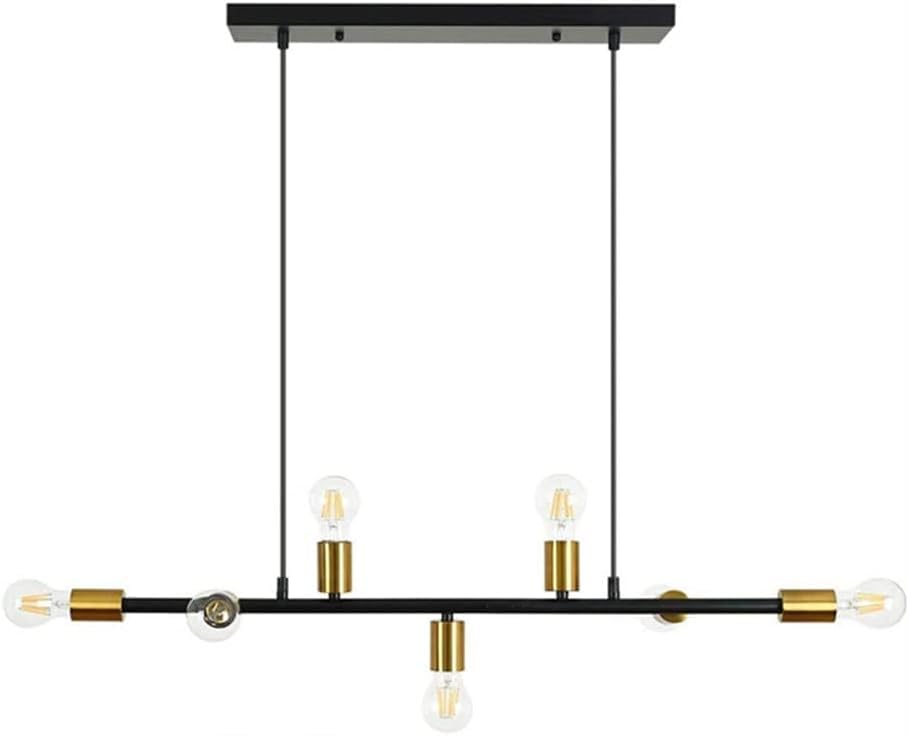 Lustre minimaliste à 7 lampes réglables en métal noir pour luminaire industriel