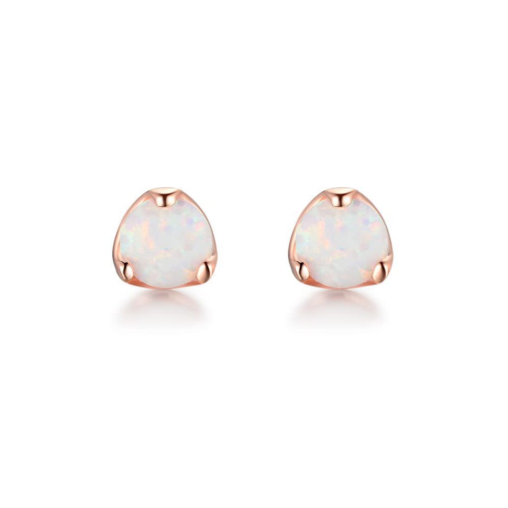 14K Gold Opal Earrings, White Opal Stud Earrings - Beautiful Birthday Gift for Mother, Wife, Girlfriend, Mother's Day Gift