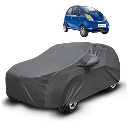 Image of Auto Hub Waterproof Car Cover Compatible with Tata Nano with Mirror Pockets, Soft Cotton Lining, Nano Car Cover Waterproof, Grey