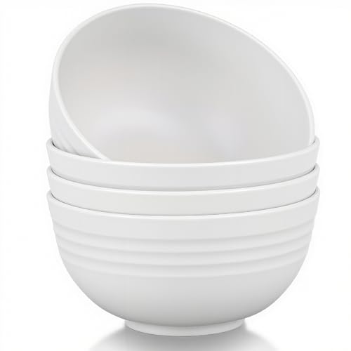 GZTFPQ Lot de 4 bols légers en plastique - Bols à céréales incassables - Passe au lave-vaisselle et au micro-ondes - Réutilisables - Pour soupe de riz,...