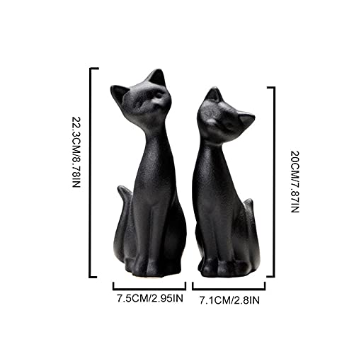 Statuette Chat Noir SIA En Céramique - Fabriqué Au Portugal, Vintage Art Déco