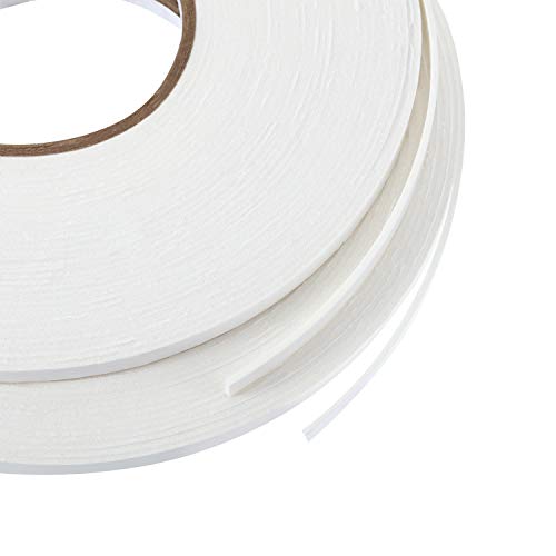 Image of Tatuo 2 Rolls Double Sided Foam Tape 1 /4 Inch by 50 Feet White PE Foam Tape Sponge Soft Mounting Adhesive for DIY Craft Picture Poster Hanging