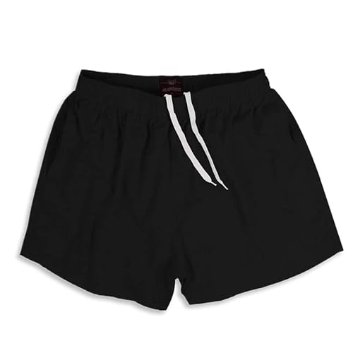 Misfuso Short de Sport avec Poche Homme Swim Maillot de Bain Couleur Unie avec Cordon de Serrage Réglable Noir M Cover