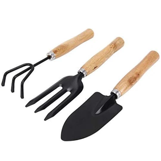 Image of Gardening Tools Kit with Wooden Handle - 3-Piece Set with Cultivator, Trowel & Shovel | Essential Gardening Tools for Planting, Farming & Agriculture