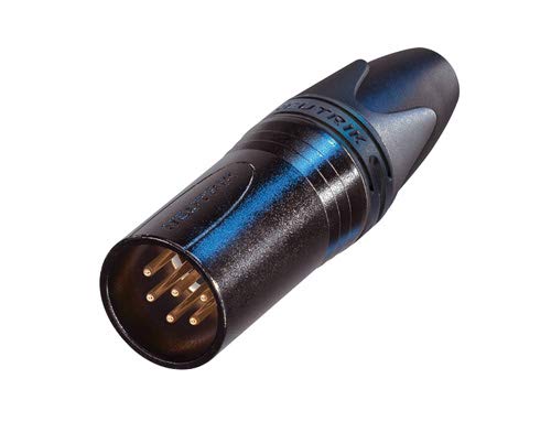 Neutrik NC6MXX-B Male XLR 6-Pin Connector, Gold Contacts, Nickel Shell