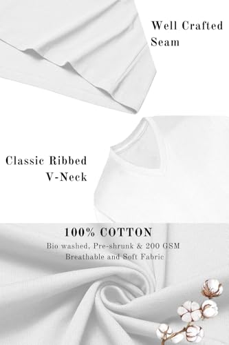 Image of Men's Cotton V-Neck T-Shirt-Soft, Breathable, Plain Solid Casual Tee for Everyday Wear & Layering