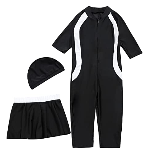 Girl Burkini Swimsuits Modest Muslim Islamic Long Sleeve Rash Guard Full Cover Top Skirted Swim Capris ​Swimwear Set2