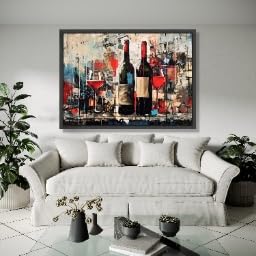 Cuadros de botellas de vino abstractos para decorar la cocina y crear un ambiente de bar íntimo