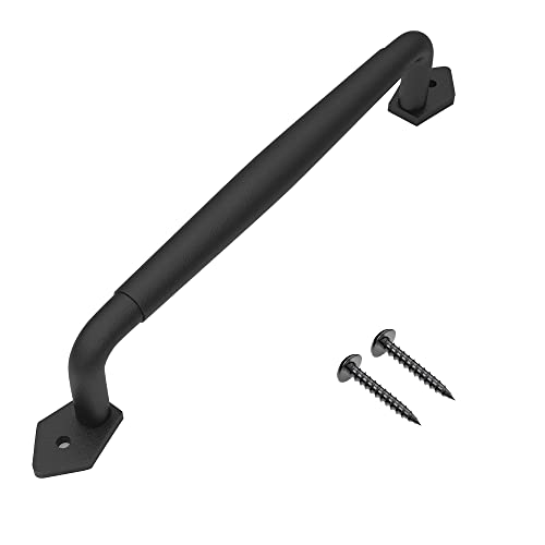 Image of 12 Inch Diamond Tapered Barn Door Handle - Black Cast Iron Pull for Sliding Doors, Gates, Sheds, Fences, Closets - Indoor Outdoor Farmhouse Hardware