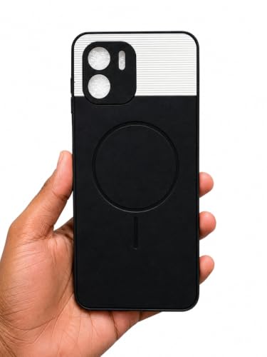Image of Bintage Mac Safe Design Hard Slim Back Case | Soft Border Camera Protect | Dual PU Leather Finish Back Cover Compatible for REDMI A1 2022 - White & Black
