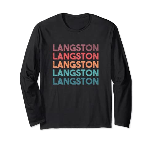 Langston Vintage Style Retro Color Maglia a Manica