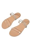 GORGLITTER Women's Clear Sandals Rhinestone Strappy Flat Sandals Open Toe Slide Flip Flops Apricot Clear 7.5