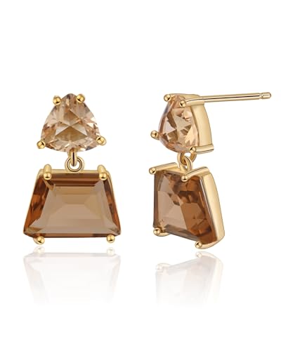 Elaximn Large Hypoallergenic Brown Crystal Dangle Earrings for Women