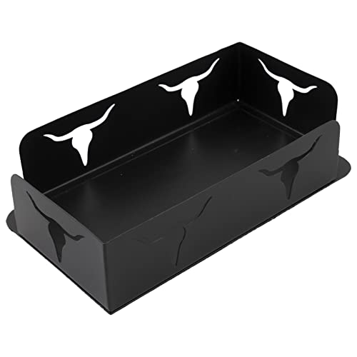 Boston International Metal Napkin Holder Caddy, Guest Towel Size, Black Longhorn