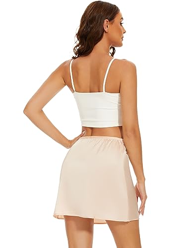 Image of MANCYFIT Womens Half Slip for Under Dresses Satin Slip Skirt Mini Underskirt