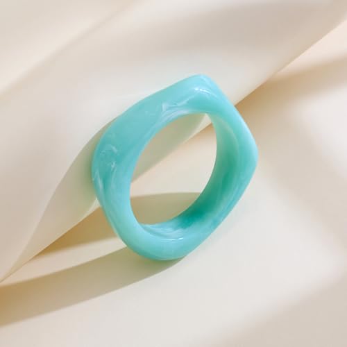WOWORAMA Colorful Resin Acrylic Bangle Bracelets for Women Geometric Chunky Mottled Acetate Resin Bangles Wide Acrylic Plastic Bracelets Statement Jewelry