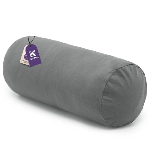 Luxoon Nackenrollenbezug mit Reißverschluss – Bezug für Nackenkissen, 100% Baumwolle, weich, waschbar und trocknergeeignet, 15x40 cm, Anthrazit