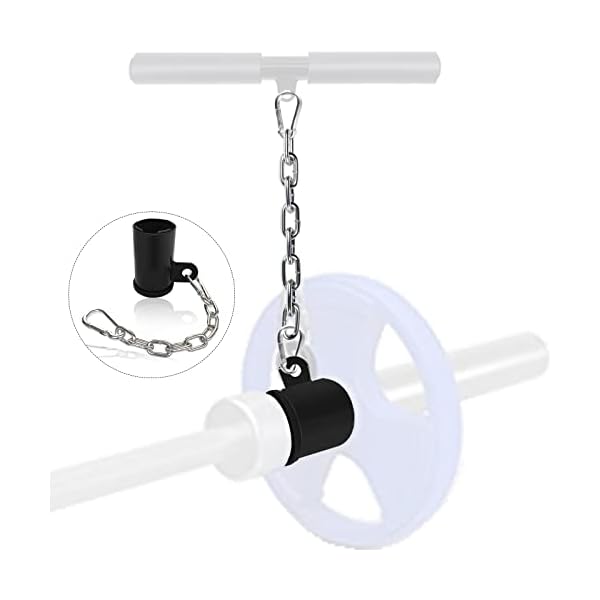 T-Bar Row Platform with Chain, 360° Swivel Landmine Eyelet Attachment Cable Machine Barbell fits 2 inch Olympic Bars for Bent Over Row Exercise LAT Pull Down Back Shoulder Core Muscles