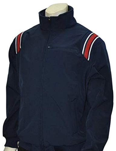 SMITTY | BBS-330 | MAJOR LEAGUE JACKET | All Weather Baseball Umpire Jacket Full Zip | Fleece Lined | Baseball Softball | Elite Umpires Choice! (Navy w/Navy, White Red Trim, 2XL)