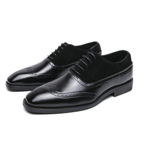 Classic Lace-up Formal Tuxedo Shoes Oxford Dress Shoes for Men Lace Up Apron Toe Patchwork Canvas Shoes Anti-Slip Rubber Sole Block Heel2