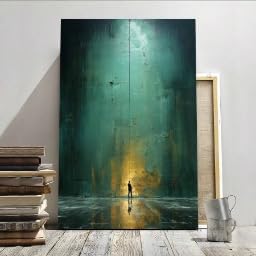 Peinture minimaliste verte XINBAO toile 80x120cm décorative