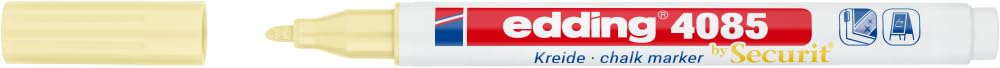 edding 4085 chalk marker - pastel-yellow - 1 chalk pen - round tip 1-2 mm - fine-tipped wet wipe pen for chalkboards, windows,glass,mirrors - liquid chalk marker pens for opaque coverage
