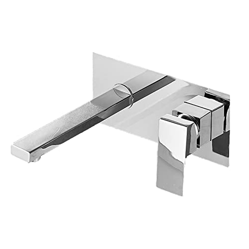 Robinet de lavabo mural rotatif pour moderniser une salle de bain familiale avec vasque carrée