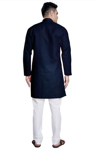 Image of DIVISIVE Men's Plain Cotton Blend Linen Slim Fit Kurta Pyjama Set