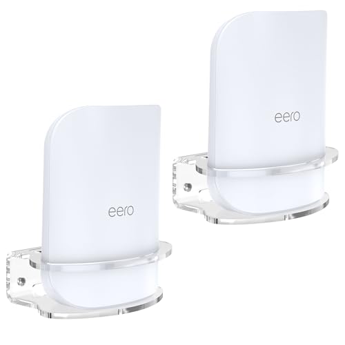 Image of HomeMount Wall Mount Bracket, Custom Fit, for eero Pro 7, 2 Pack-Clear