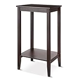 2-Tier End Table, Wooden Tall Nighstands with Storage Shelf, Side Table for Bedroom Living Room