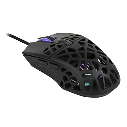 Drakkar Mouse con cavo Aegir Ultra Light 70g per PC - 7 pulsanti - 7 livelli DPI - Retroilluminazione LED arcobaleno - Nero - Mouse gaming - Immagine 1