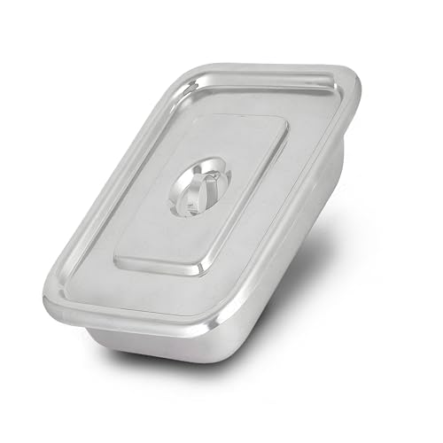 Image of OTICA Instrument Tray With Lid 11 x 7 x 1.5 inch - Stainless Steel Medical Tray With Cover | Corrosion-Resistant Tray for Hospital, Clinic & Surgery Use