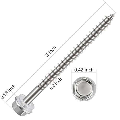 Wensilon LJTMZ04 100Pcs)#10X2 Inch Self-Tapping Screws For Wood 410 Stainless Steel Hexagon Head Quick Tapping thumb #1