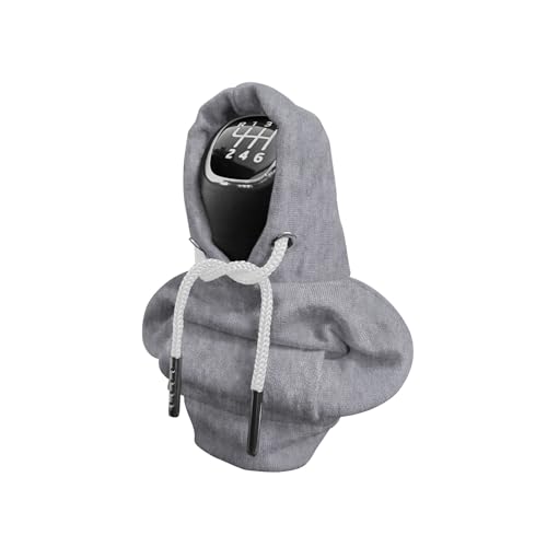 Kutyun Car Shift Gear Cover, Fashionable Sweater Hoodie Auto Gear Shift Knob Protector, Funny Gear Shift Hoodie for Knob Cover Gift, Universal Auto Interior Accessories Fit Most Cars, Gray