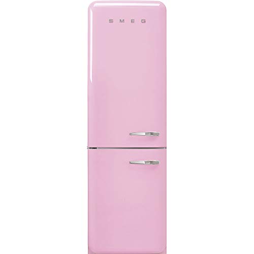 Smeg FAB32 Retro Refrigerator-Freezer – 50s Style Fridge with Bottom Freezer, No-Frost, LED Display & Lighting, LifePlus Zone, Multi-Airflow – 12.2 cu ft – Made in Italy - Pink