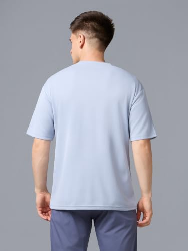 Image of TECHNOSPORT Men Printed Oversized Round Neck T-Shirt with COTFLEX, Dry Fit Sports Tee, Oversized Activewear T-Shirt for Gym, Running, Sports & Casual Wear