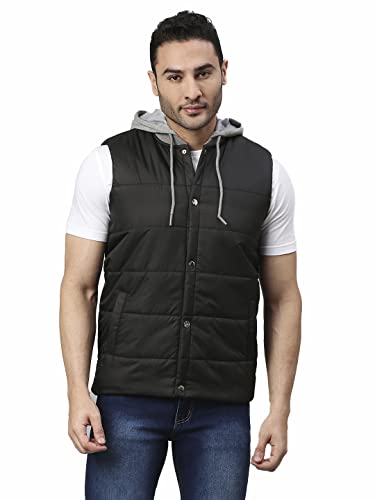 Image of Dennis Lingo Color Block Polyester Regular Fit Full Sleeves Men's Hooded Puffer Jacket with 2 Pockets - Lightweight Casual Winterwear for Men